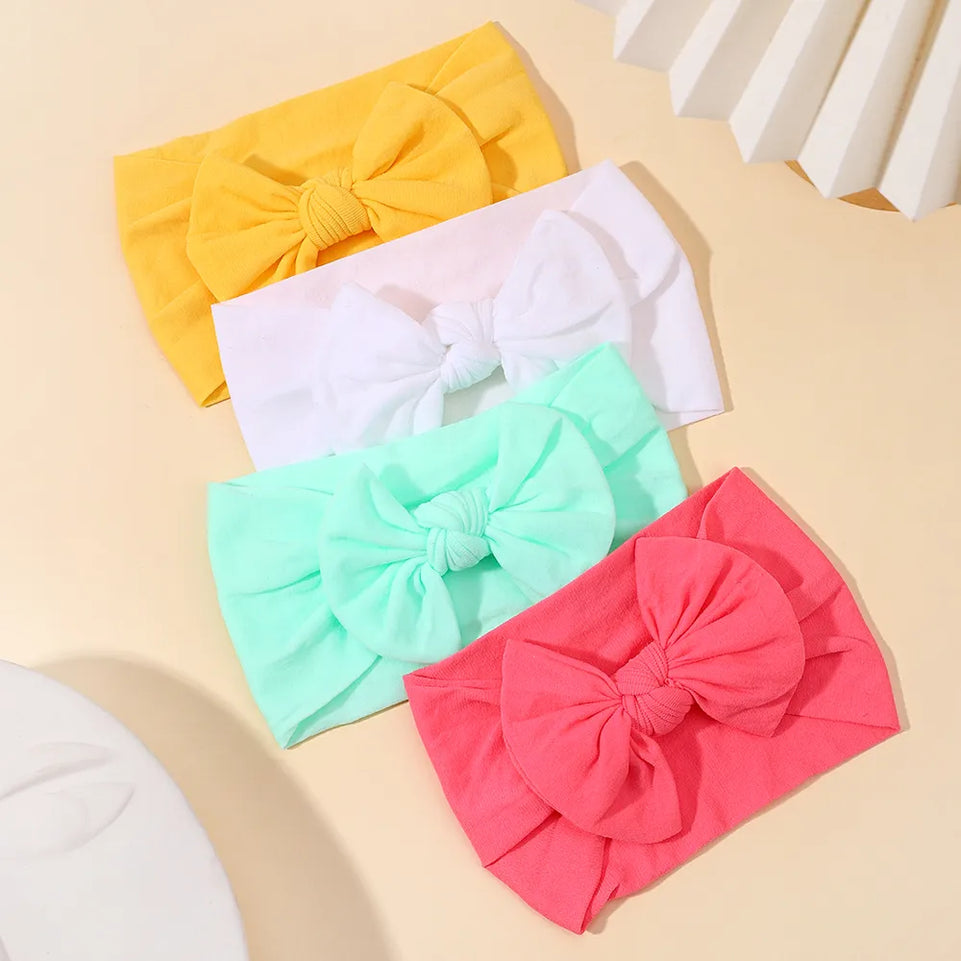 Candy Colors Baby Bowknot Hairband Broadside Headband Kids Girls Boutique Elastic Protect Turban Headwear Kids Hair Accessories