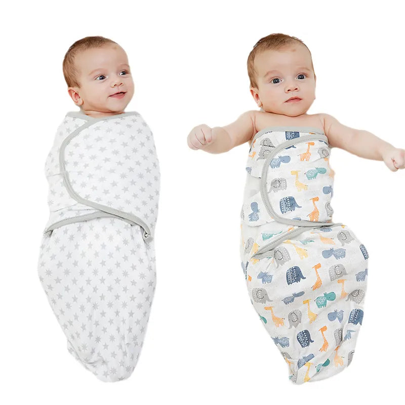 1/2PCS Cotton Newborn Sleepsack Baby Swaddle Blanket Wrap Hat Set Infant Adjustable New Born Sleeping Bag Muslin Blankets 0-6M