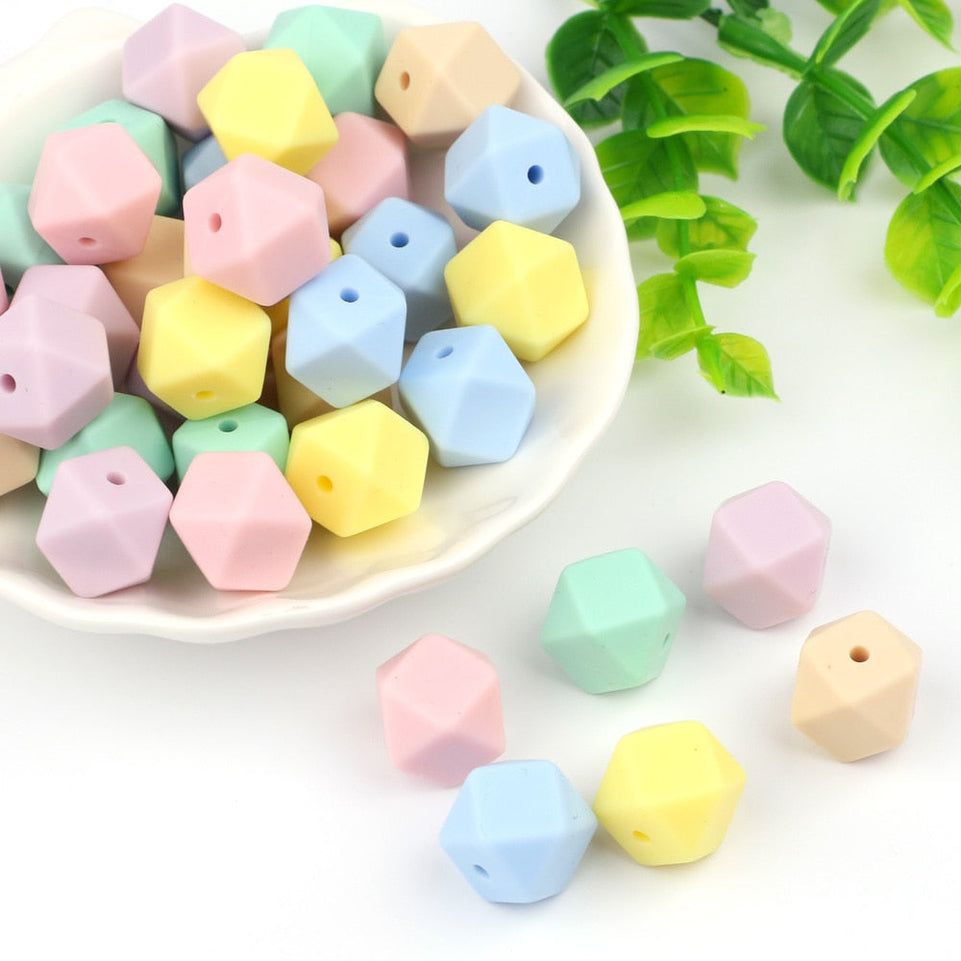TYRY.HU 10Pcs 14mm Hexagon Silicone Beads Baby Nusring Teething Toys Baby Pacifier Chain DIY Beads Accessories BPA Free