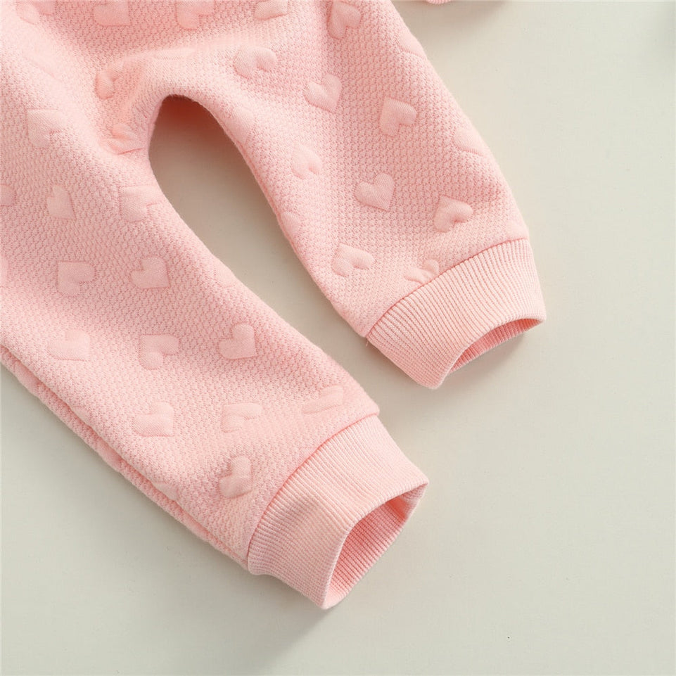 0-24 Months Newborn Baby Girl 2Pcs Clothes Set Toddler Kids Cute Pink Solid Color Ruffle Long Sleeve Tops+ Bowknot Trousers